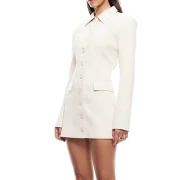 Custom Polo Neck Long Sleeve Empire Slim Casual A-Line Pockets Dress Commuting Robe Office Lady's Elegant Solid Mini Dress - Image 4