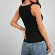 Customize Sexy Polyester Spandex Material v Neck Women's Tank Tops Breathable Slim Fit Vest Girls Crop Top - Image 2