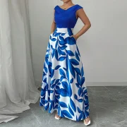 Custom Long Sleeve V Neck Casual Dresses Digital Print Flower Elegant Slim Fit A-Line Women Maxi Dress - Image 4