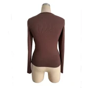 Customize Sexy Asymmetric Neck Women's Tops Breathable Elastic Long Sleeve T-shirt - Image 6
