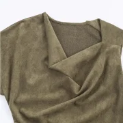 Autumn Summer Women's Clothing Suede Effect Asymmetrical Natural Waist Retro Casual Elegant Breathable Midi Dress - Image 4