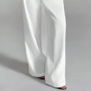 Women's Polyester Spandex Blend Pants Full Length Wide Leg Casual Straight Trousers - Image 5