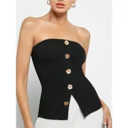 Wholesale Breathable Strapless Crop Top Customize Slim Fit Buttons Women's Tops - Image 2