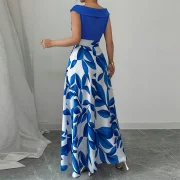 Custom Long Sleeve V Neck Casual Dresses Digital Print Flower Elegant Slim Fit A-Line Women Maxi Dress - Image 2